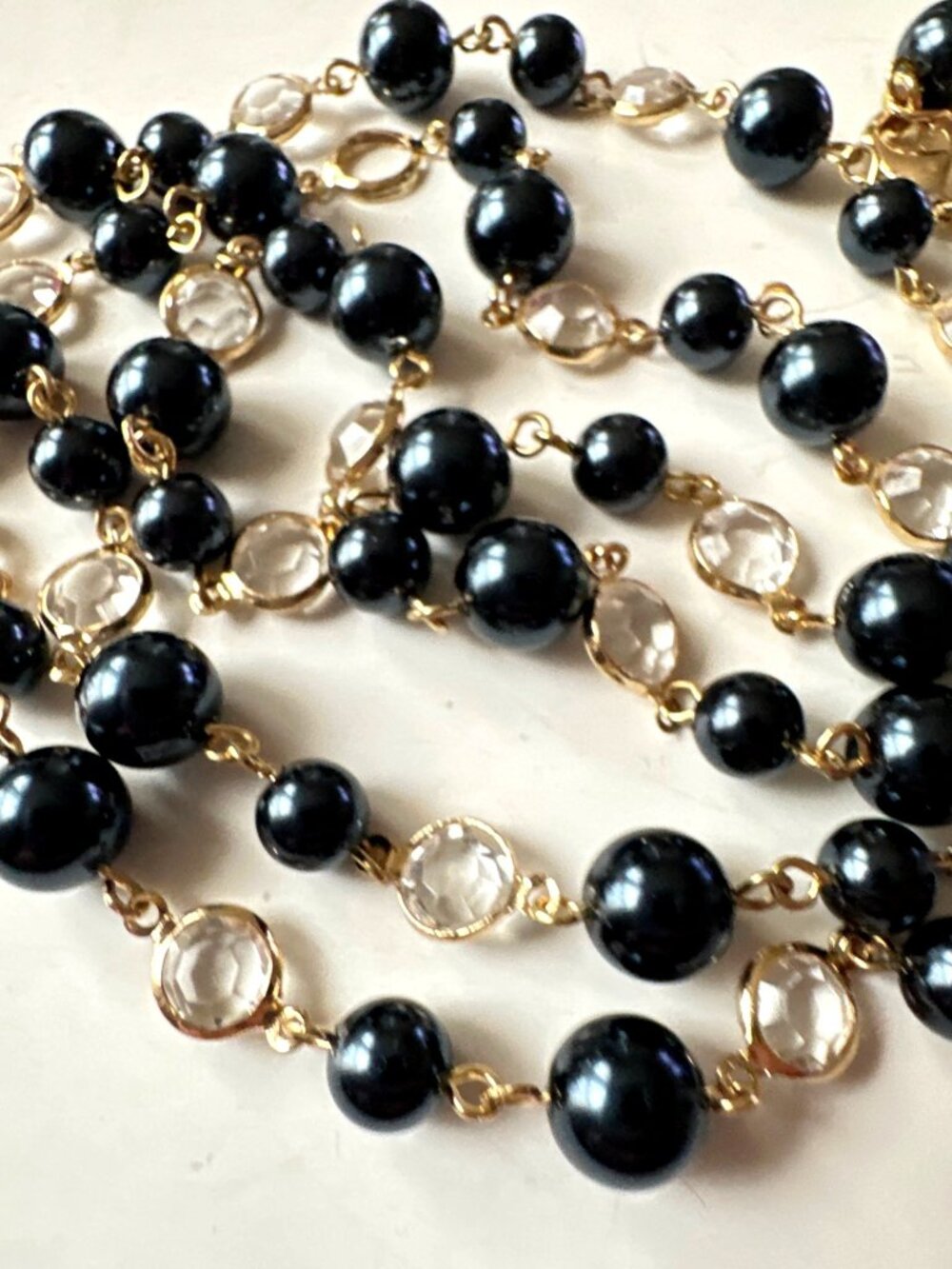 Timeless Y2k Black Pearl Strand Necklace Extra Long Simulated Polished Classic